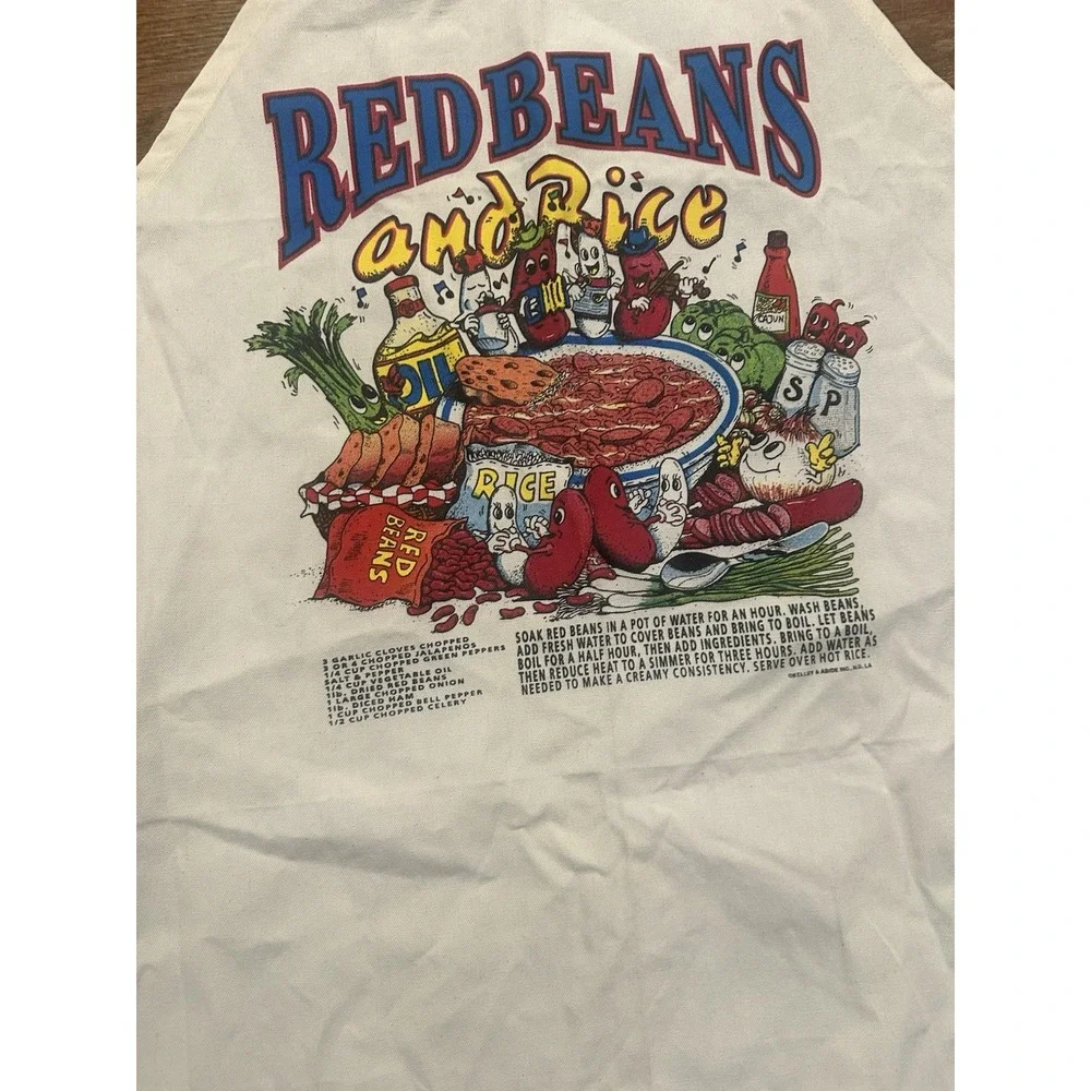 Vtg New Orleans Apron Red Beans & Rice Recipe 90'S Southern Cooking Rare Promo